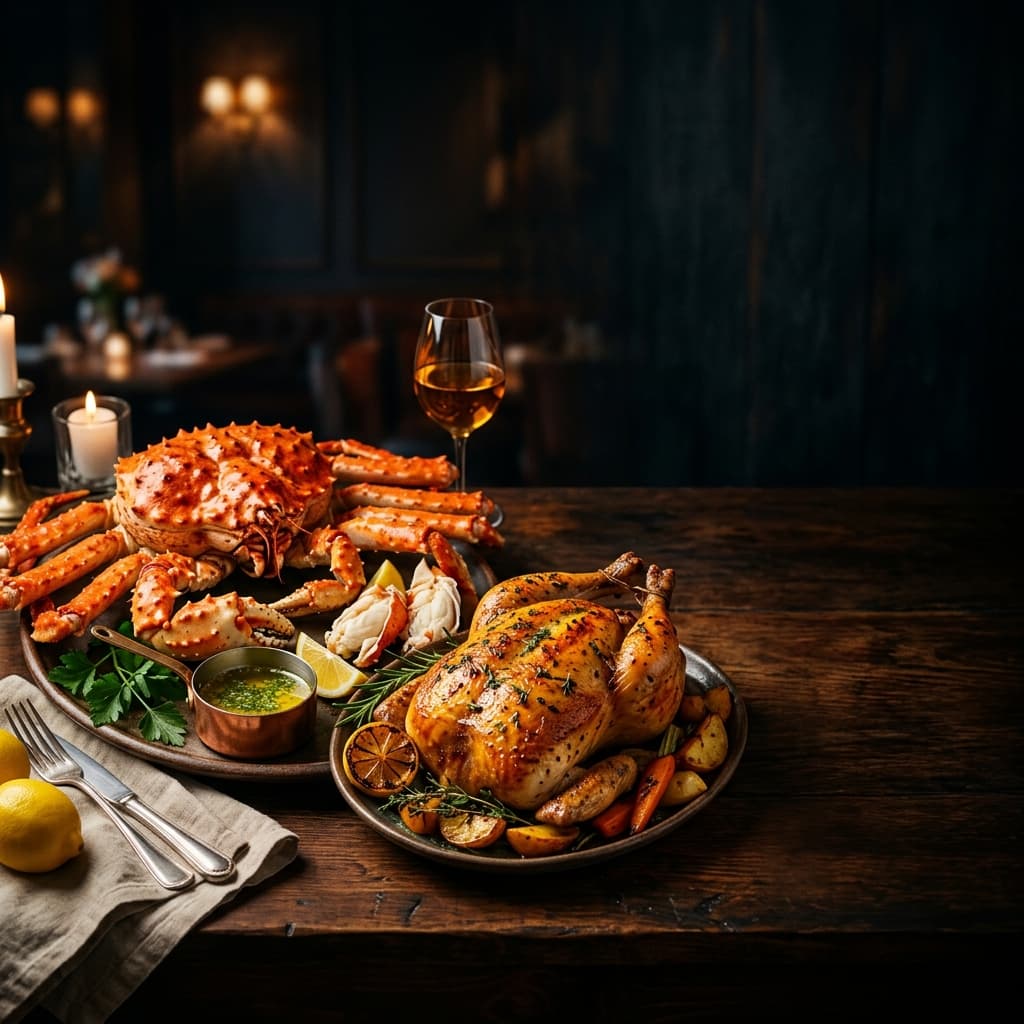 Crab and Chicken Laurel Hero Background